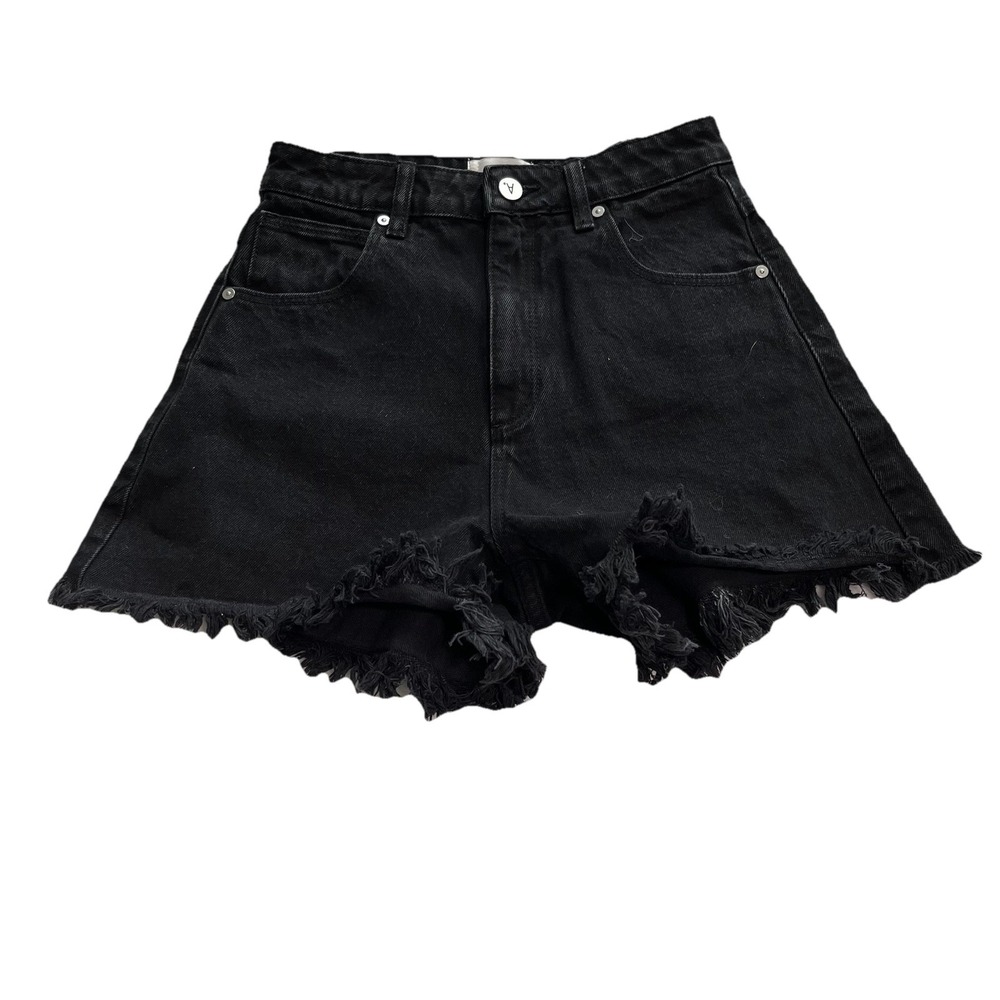 Abrand‎ Jeans A High Relaxed Short Women's Distressed Size 25 Black Salt